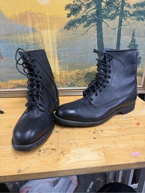 Vintage Addison 68232 Classic Men Black Leather Lace-Up Boots Sz 13R mfg 3/3/90